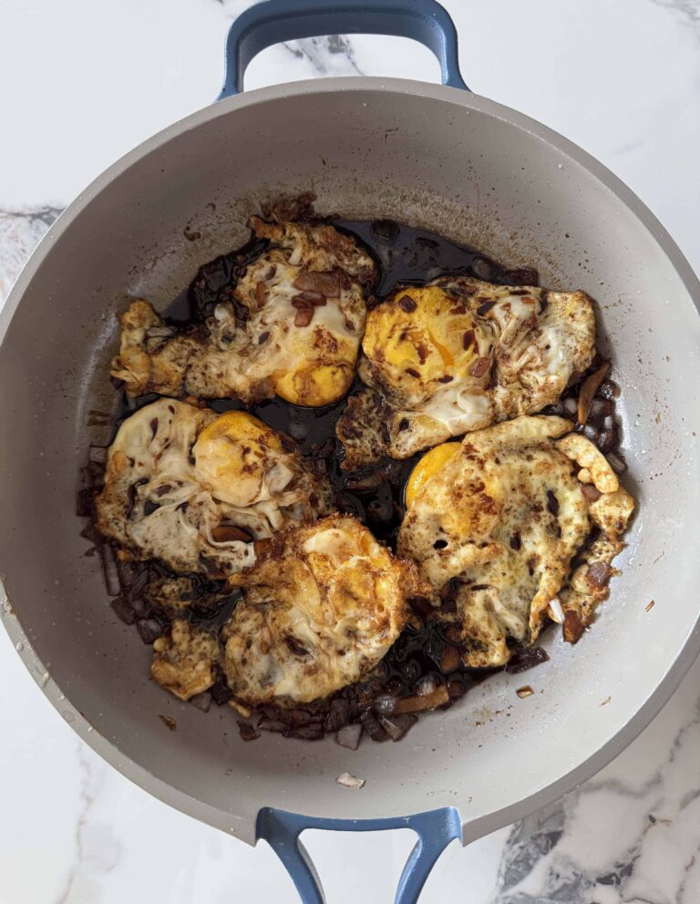 eggs cooked in sweet sauce